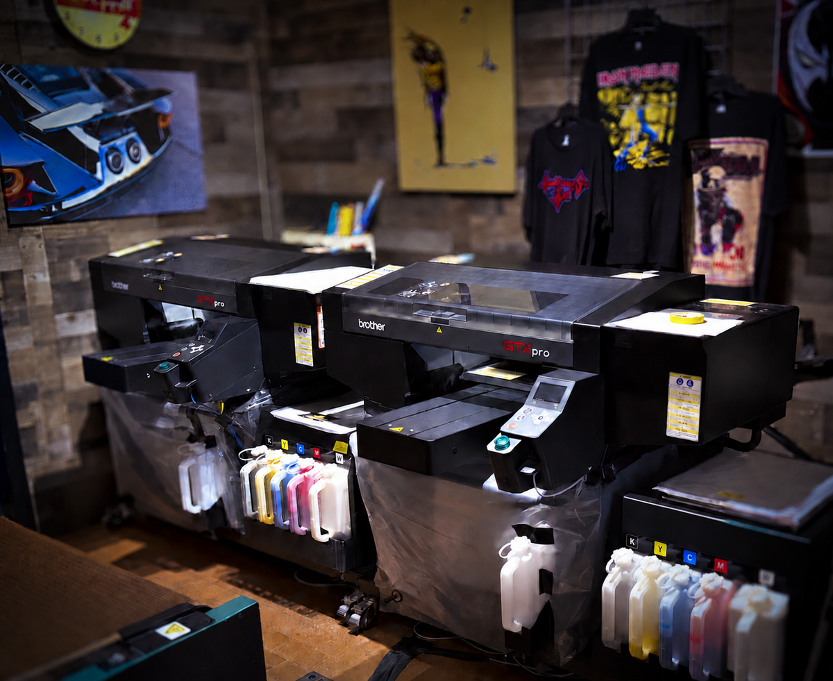 Brother GTXpro garment printers in the Killer Print workshop